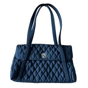 Vera Bradley Black Quilted Shoulder Bag Purse Silver Logo Classic